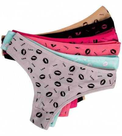 5 Pcs/Set Sexy Thong for Women Girls Cotton G Strings Panties Lip