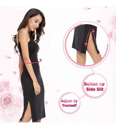 Slips Full Slip for Women Knee Length Adjustable Spaghetti Strap Camisole Dress - Black - CY19C2E6MQM $15.30