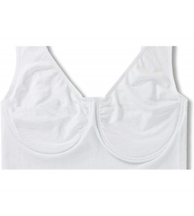 Shapewear Women's Underwire Bra Tank Top Cami Shapewear Bodysuit Black - White - CQ18E7LKM48 $13.57