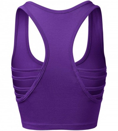 Shapewear Women's Cotton Scoop Neck Racerback Crop Top Sleeveless Tops - 964-purple-5 - CS19797RCOG $13.53