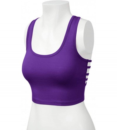 Shapewear Women's Cotton Scoop Neck Racerback Crop Top Sleeveless Tops - 964-purple-5 - CS19797RCOG $13.53