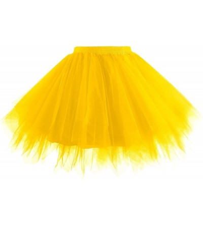 Slips Women 1950s Short Vintage Tulle Petticoat Skirt Ballet Bubble Tutu - A-gold - CY18R3YT7AN $18.65