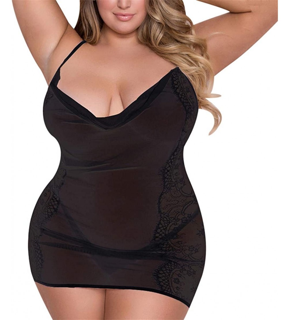 Bras Womens Plus Size Lace Bra Sexy Lingerie Bra Underwear Black Nightdress Thong 3-5XL - Black H - CY193QIURKL $14.03