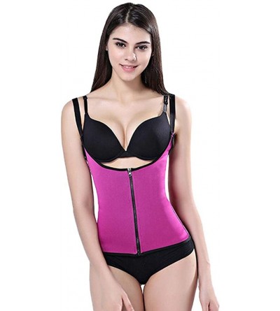 Shapewear Women Waist Trainer Corset Zipper Vest Body Shaper Cincher Tank Top with Adjustable Straps - Pink - CD18WKIQXKH $12.87