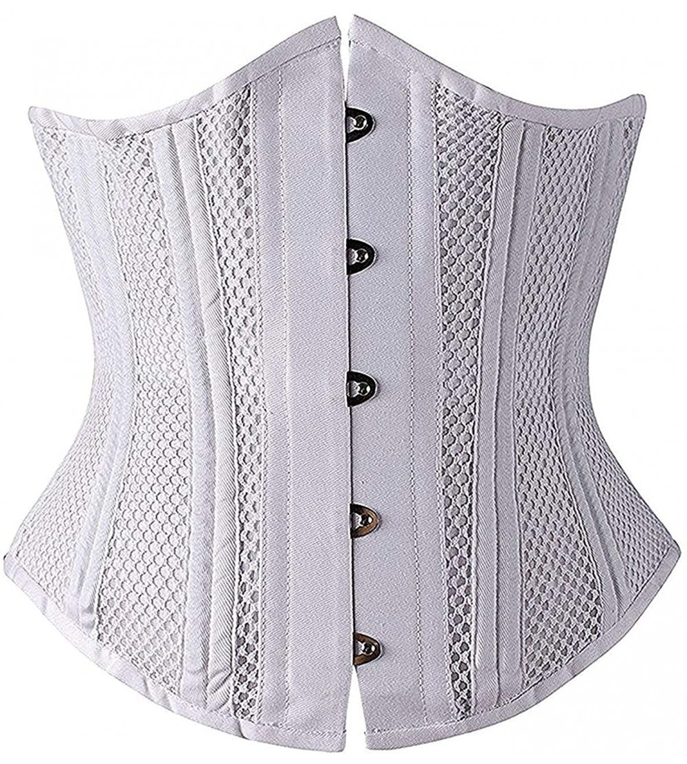 Shapewear Women's Waist Training Corsets Underbust Heavy Duty 26 Steel Boned Hourglass Silhouette Body Shaper - White Mesh - ...