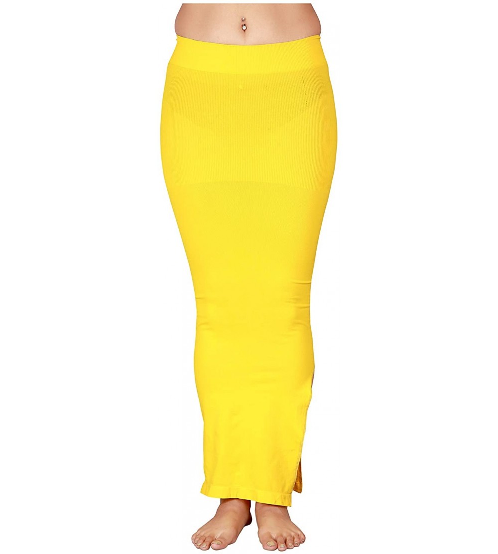 Shapewear Women Microfiber Seamless Saree & Gown Shapewear - Yellow - CT1944WOHZM $32.56