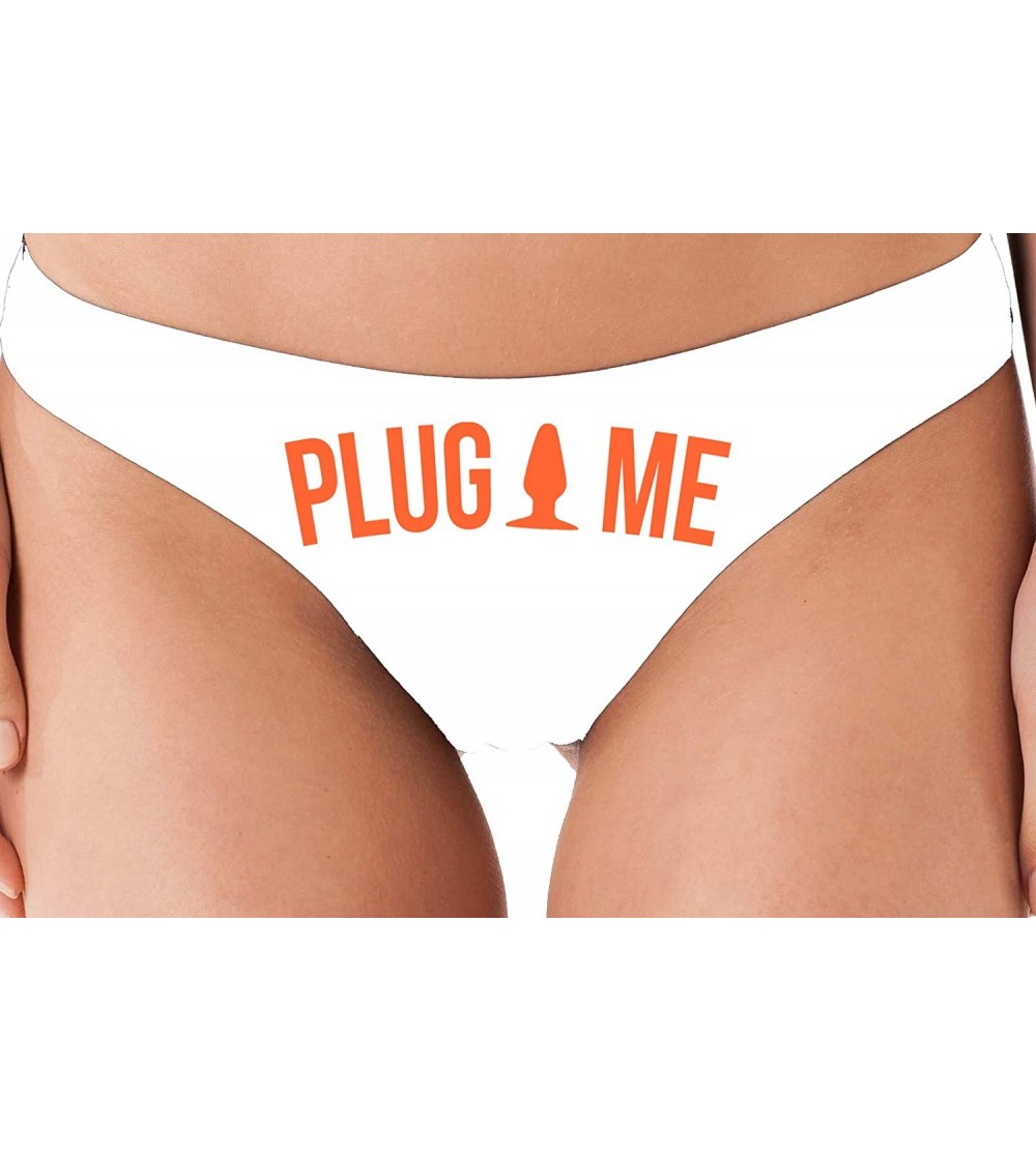 Anal Plug Me Funny Cute Sexy White Thong for Daddys Butt Slut - Orange -  CE18NUW2WZ4