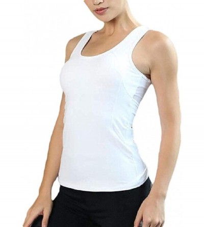 Camisoles & Tanks Women Tank Tops Camisole Comfort Soft Padded Built Active Bra in Wide Straps - White - C2199CONW9U $24.14