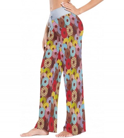 Bottoms Women Jersey Pajama Pants Drawstring Loose Palazzo Lounge Pants Sleepwear - Chocolate Sweet Donuts - CJ19057HDSY $30.29