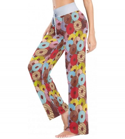 Bottoms Women Jersey Pajama Pants Drawstring Loose Palazzo Lounge Pants Sleepwear - Chocolate Sweet Donuts - CJ19057HDSY $30.29