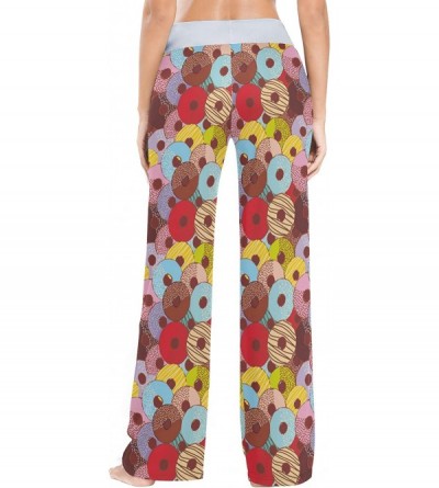 Bottoms Women Jersey Pajama Pants Drawstring Loose Palazzo Lounge Pants Sleepwear - Chocolate Sweet Donuts - CJ19057HDSY $30.29