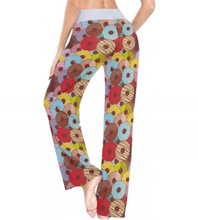 Bottoms Women Jersey Pajama Pants Drawstring Loose Palazzo Lounge Pants Sleepwear - Chocolate Sweet Donuts - CJ19057HDSY $30.29