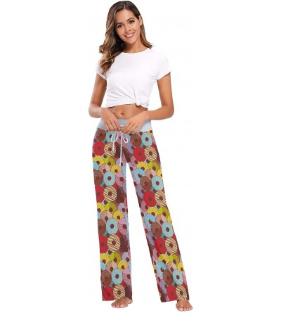 Bottoms Women Jersey Pajama Pants Drawstring Loose Palazzo Lounge Pants Sleepwear - Chocolate Sweet Donuts - CJ19057HDSY $30.29