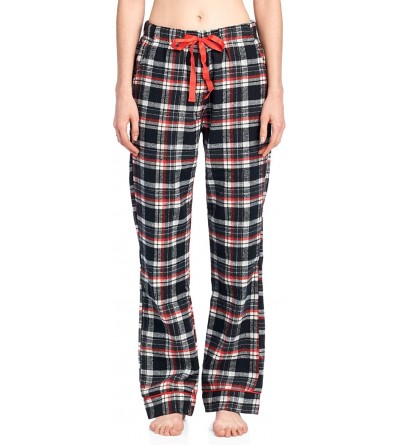 Bottoms Women's Super Soft Flannel Plaid Pajama Sleep Pants - Black Ivory - C618EDEOG86 $16.77