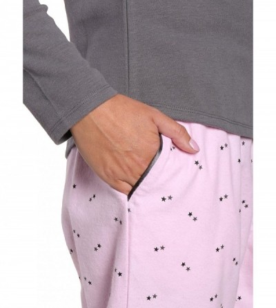 Bottoms Womens Pajama Pants - 100% Cotton Flannel Lounge Pants with Pockets & Drawstring - Twinkle Pink-grey - CD184HMOS8U $2...