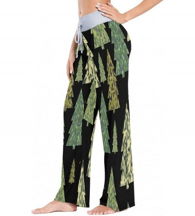 Bottoms Women's Comfy Casual Pajama Pants Camouflage Christmas Tree Drawstring Palazzo Lounge Pants Wide Leg - Multicolor - C...