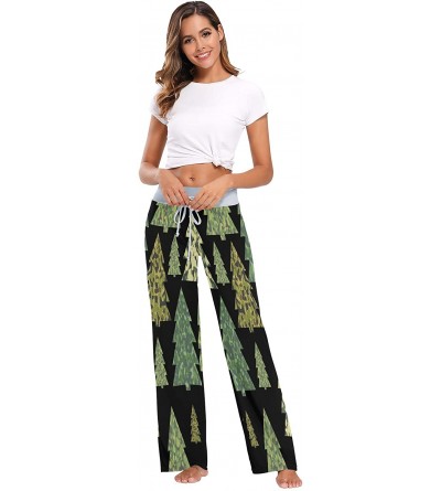 Bottoms Women's Comfy Casual Pajama Pants Camouflage Christmas Tree Drawstring Palazzo Lounge Pants Wide Leg - Multicolor - C...