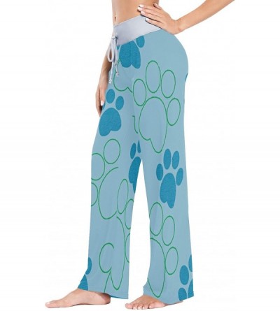 Bottoms Dog Blue Footprints Womens Pajama Pants Loose Long Lounge Sleepwear Yoga Gym Trousers - CN19DWHN700 $27.55