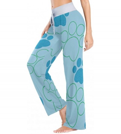 Bottoms Dog Blue Footprints Womens Pajama Pants Loose Long Lounge Sleepwear Yoga Gym Trousers - CN19DWHN700 $27.55