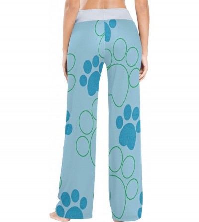 Bottoms Dog Blue Footprints Womens Pajama Pants Loose Long Lounge Sleepwear Yoga Gym Trousers - CN19DWHN700 $27.55