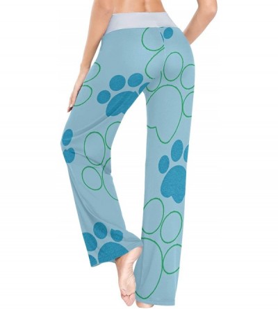 Bottoms Dog Blue Footprints Womens Pajama Pants Loose Long Lounge Sleepwear Yoga Gym Trousers - CN19DWHN700 $27.55