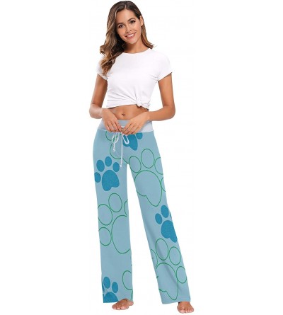 Bottoms Dog Blue Footprints Womens Pajama Pants Loose Long Lounge Sleepwear Yoga Gym Trousers - CN19DWHN700 $27.55