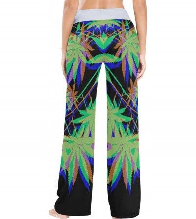 Bottoms Green Weed Leaves Women's Pajama Pants Comfy Drawstring Lounge Pants Sleepwear - CF19DSWDX0E $38.98