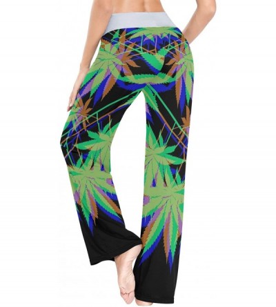 Bottoms Green Weed Leaves Women's Pajama Pants Comfy Drawstring Lounge Pants Sleepwear - CF19DSWDX0E $38.98