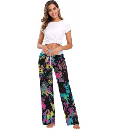 Bottoms Colorful Puzzles Women Pajama Pants Bottoms Palazzo Yoga Stretchy Wide Leg Trousers - C019C4TAS58 $22.35