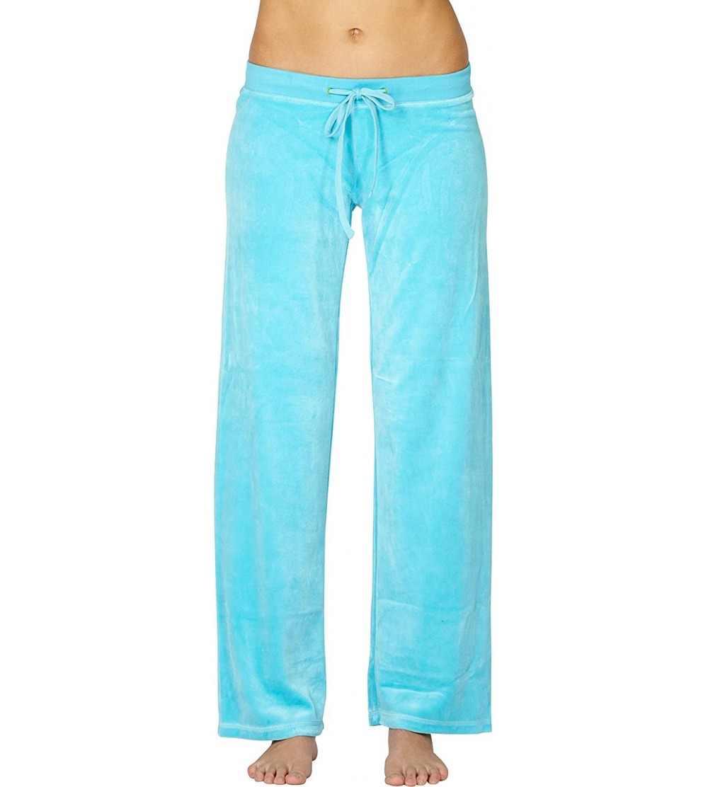 Bottoms Women's Comfy Velour Pant - Turquoise - CQ18KWSZS0L $16.07