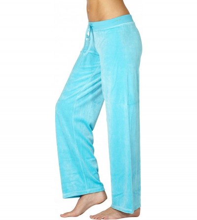 Bottoms Women's Comfy Velour Pant - Turquoise - CQ18KWSZS0L $16.07