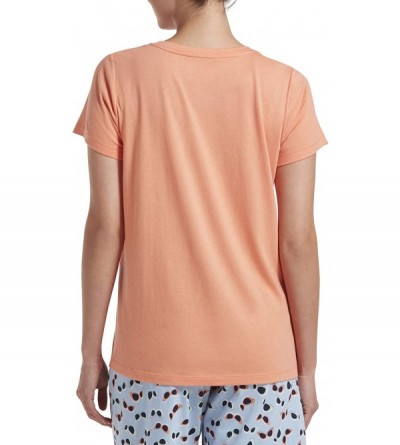 Tops Women's Short Sleeve V-Neck Sleep - Peach Pink - CU193QK7TL9 $21.32