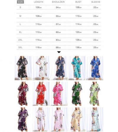 Robes Women's Dressing Gown Kimono Bathrobe Satin Peacock Robe Bridesmaid Nightwear Nightgown - Purple - CD18OURH7NC $24.50