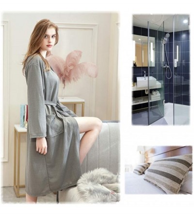 Robes Women's Long Bathrobe Lightweight Waffle Kimono Bath Robes Sleepwear for Travel Spa Parties - Grey - CQ193HERH4A $20.21