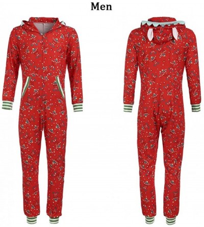 Thermal Underwear Christmas Xmas Pajamas- Family Matching Hooded Jumpsuit Sleepwear - Christmas Xmas Pajamas Red - C318AACR28...