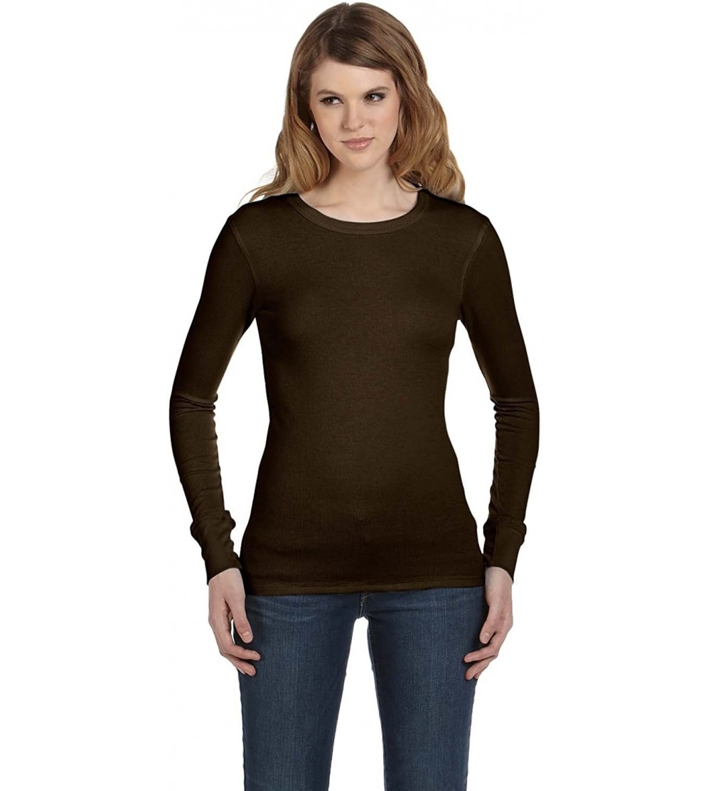 Thermal Underwear B8500 Canvas Ladies' Long-Sleeve Thermal - Chocolate - CL113DXB9J9 $23.97