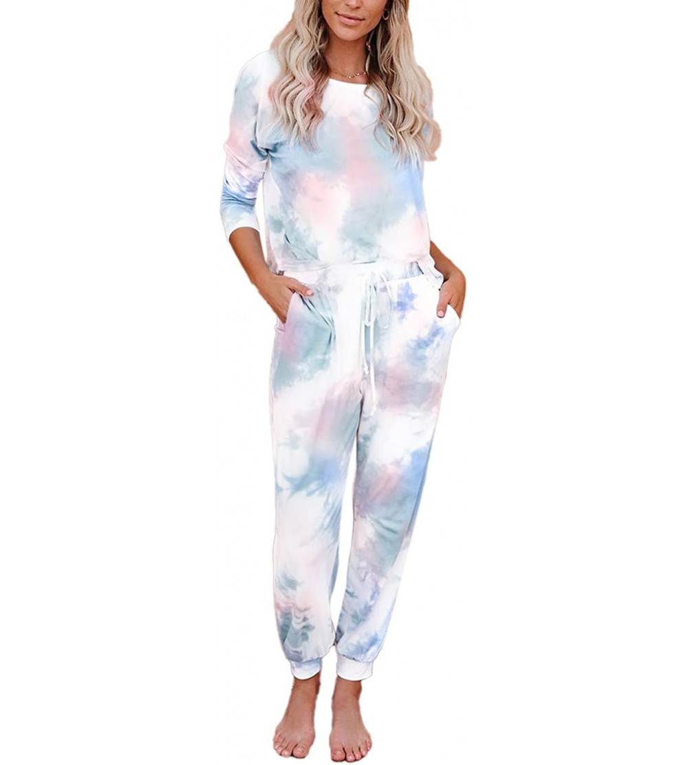 Sets Women's 2pcs Tie Dye Sweatsuit Pullover Shirts and Drawstring Sweatpants Set - B Long Sleeve-multicolored - CS199E8GTZI ...