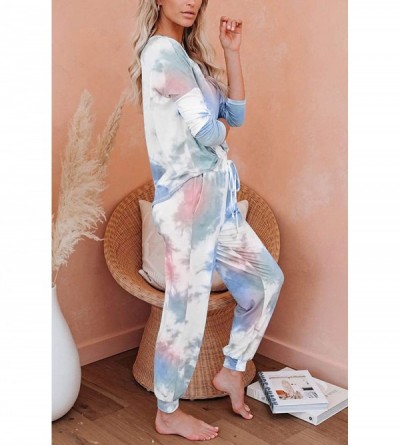 Sets Women's 2pcs Tie Dye Sweatsuit Pullover Shirts and Drawstring Sweatpants Set - B Long Sleeve-multicolored - CS199E8GTZI ...