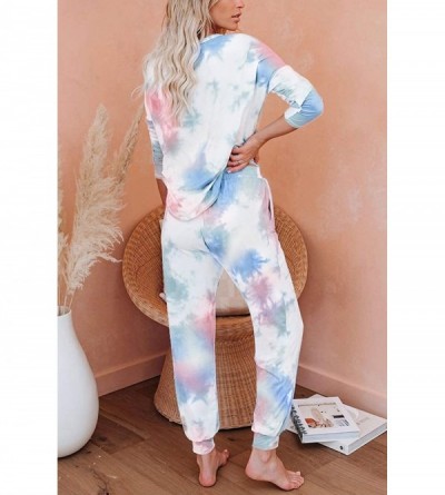 Sets Women's 2pcs Tie Dye Sweatsuit Pullover Shirts and Drawstring Sweatpants Set - B Long Sleeve-multicolored - CS199E8GTZI ...