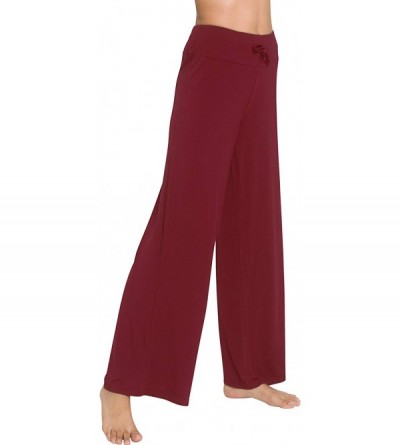 Bottoms Womens Bamboo Lounge Pants Casual Wide Leg Pajama Pant Stretch Sleep Bottoms Plus Size Sleepwear S-4X - Wine - CD18OW...