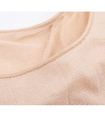 Thermal Underwear Seamless Scoop Neck Super Thin Thermal Base Layer Set Top and Bottom - Nude - C412MR73903 $17.36