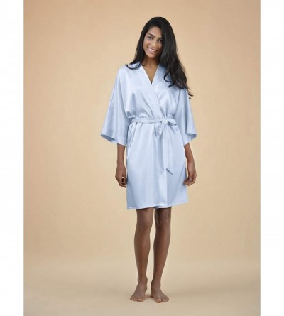 Robes Women's Kimono Robe Personalized Bridesmaid Bathrobe Dressing Gown Wedding Party Robe Sleepwear - Light Sky Blue - CR18...