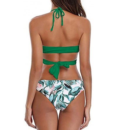 Thermal Underwear Women High Waist Bikini Push Up Bikinis Print Swimsuit Female Beachwear Swimwear - D-light Green - C31962GD...