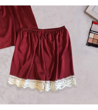 Baby Dolls & Chemises Women Sexy Lace Lingerie Nightwear Underwear Babydoll Short Sleepwear Set - Red - CM197EQ5MS8 $13.08