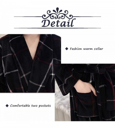 Robes Womens Fleece Bathrobe - Soft Plush Robe Spa Full Length Warm Robe - 02blackplaid - CF18YKUHHDM $45.24