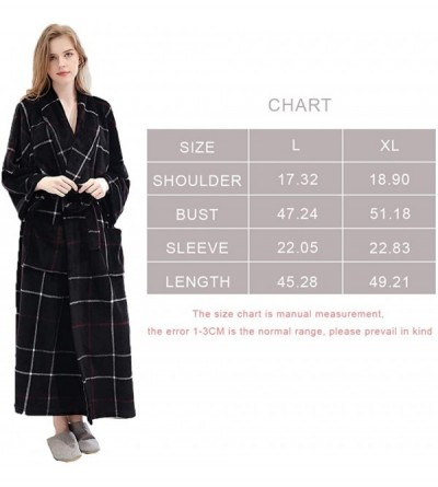 Robes Womens Fleece Bathrobe - Soft Plush Robe Spa Full Length Warm Robe - 02blackplaid - CF18YKUHHDM $45.24