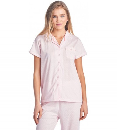 Sets Lace Trim Women's Short Sleeve Capri Pajama Set - Dot Pink - CB17YHCZQ57 $20.90