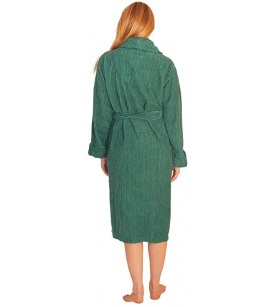 Robes Women's Chenille Robe Mid Calf Length 100% Cotton Shawl Collar - Teal - CJ11HCH1GTP $37.84