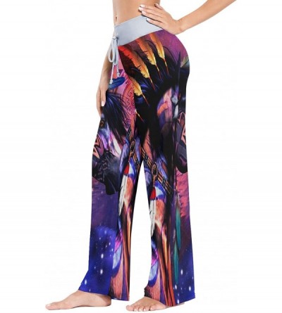 Bottoms Women's Loose Casual Comfy Pajama Pants Drawstring Palazzo Wide Leg Lounge Pants - Color15 - CA197EIAIMS $32.18