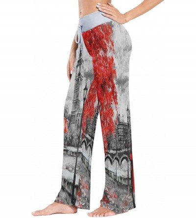 Bottoms London Big Ben Tree Bridge Women's Pajama Lounge Pants Casual Stretch Pants Wide Leg - C619CZI09G5 $25.75